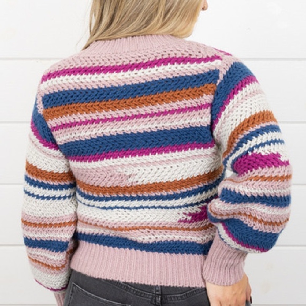 Z SUPPLY Ashville Striped Balloon Sleeve Striped Sweater Size Small - Picture 4 of 15